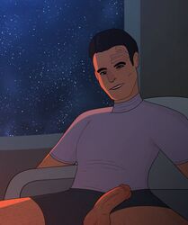 artist_request chakotay looking_at_viewer male male_only penis_out sitting solo star_trek star_trek_voyager unknown_artist window