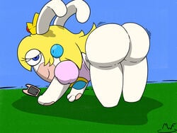 ass blonde_hair female furry looking_back mario_(series) mario_+_rabbids mario_+_rabbids:_kingdom_battle mysterywhiteflame rabbid rabbid_peach raving_rabbids solo