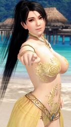 3d amber_eyes black_hair breasts dead_or_alive female japanese kunoichi large_breasts long_hair momiji_(ninja_gaiden) ninja ninja_gaiden ponytail smile tagme tecmo