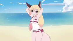 1girls 2d animal_ears animated animation_meme animation_meme_community anthro beach big_breasts big_tail bikini bikini_bottom bikini_top breasts cleavage clothed cloud clouds dancing hips luna_(wolfychu) meme oc panties sand sky sound tail thighs video virtual_youtuber water wolfychu wolfychu_(artist) youtube_source