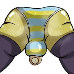 anthro ass ass_focus bee big_ass bizzmuth bizzmuth_(artist) black_legwear bulge facesitting facesitting_pov foreskin imminent_facesitting leggings male musk partially_clothed partially_retracted_foreskin penis penis_out pov solo_male squatting steam striped_panties submissive_pov sweat thick_thighs yellow_fur