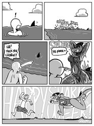 anthro anthrofied beach big_breasts big_penis comic erection fish humor imminent_vore marine shark shark_girl sharp_teeth shyguy9 smiling