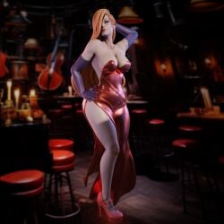 3d 3d_model 3d_print female hourglass_figure huge_ass huge_breasts jessica_rabbit makeup qb_works red_hair red_lipstick who_framed_roger_rabbit