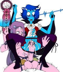 condom cum cum_in_pussy frankenstein's_monster_(cosplay) halloween high_heel_boots high_heels incogneato lapis_lazuli_(steven_universe) rainbow_quartz_2.0 ripped_condom sex steven_universe tagme white_background