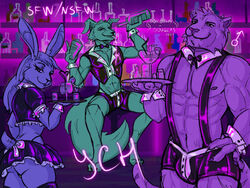 2021 alcohol bar bara bartender buff bunny canine chubby club dorothydouglas fat feline femboy fox furry harness july latex leather maid muscles rabbit stockings tagme tiger uniform waiter waitress ych