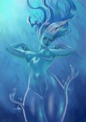 blue_body inkjoel naked naked_female oc original original_character pinup pinup_(style) spritz_(blarghonator) the_city_of_reygarth underwater water water_elemental