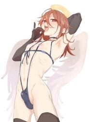 almost_naked almost_nude angel_devil_(chainsaw_man) angel_halo angel_wings armpits bulge chainsaw_man cum cum_on_face cute cute_face femboy femboy_focus femboy_only feminine_male heart-shaped_pupils horny_face long_hair_male looking_at_viewer lustful_gaze male_focus male_nipples male_only ok_sign orange_hair pale-skinned_female petite petite_male red_eyes revealing_clothes sexy sexy_body sexy_clothing slender slender_body solo solo_femboy solo_focus solo_male suggestive_clothes thighhighs tongue_out twink