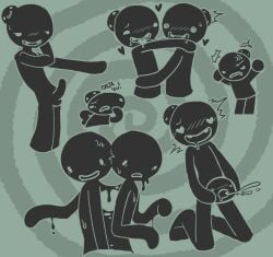 greedyghoul mewgenics steven_(time_fcuk) time_fcuk commission teeth_gap tooth_gap toothy_grin slime slime_(substance) cum penis 1boy selfcest doodle_page heart heart_eyes kneeling all_the_way_through french_kiss kissing kiss drooling drool tagme