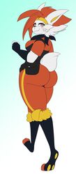 1girls ass breasts cinderace dewwydartz eva(dewwydartz) female female_cinderace female_pokemon furry hourglass_figure nintendo orange_eyes pokémon_(species) pokemon pokemon_ss thick_thighs wide_hips