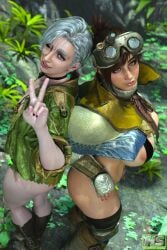 1boy 3d areolae bikini bikini_bottom bikini_top capcom clothed clothing erik_(monster_hunter_wilds) femboy femboy_only forest hagiwara_studio hair_ornament high_resolution highres jacket male monster_hunter monster_hunter_wilds nipples short_hair tagme teasing white_hair monster_hunter_world handler_(monster_hunter_world) the_handler 1girls breasts brown_hair female headband large_breasts sling_bikini slingshot_swimsuit