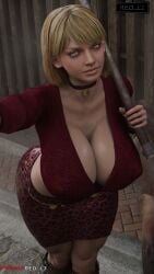 1girls 3d 9:16 ashley_graham ashley_graham_(brooke_elizabeth_mathieson) belly_button big_breasts blender_(software) blonde_hair breast_focus capcom clothing cosplay female female_only human jacket large_breasts lead_pipe maria_(silent_hill) maria_(silent_hill)_(cosplay) pale_skin pipe red_lj resident_evil resident_evil_4 resident_evil_4_remake silent_hill solo weapon yellow_eyes