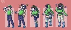 big_ass big_breasts bluestarwishes mask shy_gal shy_gal_green shygalization transformation