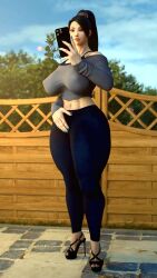 3d animated big_breasts big_penis black_hair bulge bulge_through_clothing clothed futanari giant_penis high_heels long_hair loop looping_animation manufatura pants ponytail sage_(valorant) self_upload shorter_than_30_seconds tagme thick_thighs valorant video
