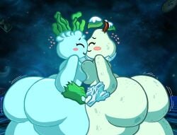 2026 2d 2d_(artwork) 2girls algae ass ass-to-ass ass_focus blue_skin blush breast-to-breast bubble_ass bubble_butt colored duo duo_female female female_focus female_only frozen_pear(pvz) green_skin heart heart_symbol hearts_around_head mob_face motion_lines nude oxygen_algae_(pvz) pear pearmafrost_(pvz) plants_vs._zombies plants_vs._zombies_2_(chinese_version) plants_vs_zombies plants_vs_zombies_2:_it's_about_time plants_vs_zombies_2:_reflourished smiling smiling_at_another spots
