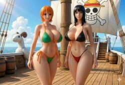 3d ai_generated artist_request big_ass big_breasts fart female female_only gif going_merry nami_(one_piece) nico_robin one_piece tagme video
