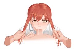 :>= bangs chainsaw_man deep_blowjob deepthroat_holder eye_contact fellatio fringe hair_grab hair_pull hair_pulling holding_hair locks long_hair looking_at_viewer makima_(chainsaw_man) male_pov oral pov pulling_hair red_hair rhiannnonv sex struggling_to_fit throat_penetration tight_throat white_background yellow_eyesgrabbing_hair