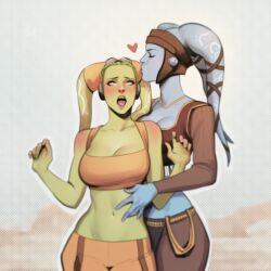aayla_secura ai_generated alien alien_girl alien_humanoid big_ass big_breasts blue-skinned_female blue_body blue_skin breasts curvaceous curvy curvy_figure digital_media_(artwork) female hair_tentacles hips huge_ass huge_breasts humanoid large_ass large_breasts legs lucasfilm mature mature_female slim_waist star_wars tentacle_hair thick thick_hips thick_legs thick_thighs thighs twi'lek voluptuous waist wide_hips 2girls hera_syndulla star_wars_rebels green_skin green_body green-skinned_female phophopho jedi jedi_master clone_wars yuri