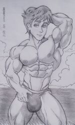gay gay_sex handdrawn handdrawn_art joao_seu_companheiro male/male male_only masculine monica's_gang monica_adventures titi_(tdm) turma_da_monica_jovem beach solo solo_male pencil_(artwork) traditional_media_(artwork) brazilian_artist
