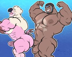 2023 abs anal anal_sex anthro anthro_penetrated avian balls beak beard biceps bird brown_body brown_skin duo erection facial_hair flamingo flexing genitals grin hi_res human human_on_anthro human_penetrating human_penetrating_anthro humanoid_genitalia humanoid_penis interspecies male male/male male_penetrated male_penetrating male_penetrating_male mammal mango_juicebara matt_(pokemon) muscular muscular_anthro muscular_human muscular_male neo_p._oiltan nintendo nipples nude_anthro nude_human nude_male pecs penetration penis pink_body pokemon sex smile team_aqua