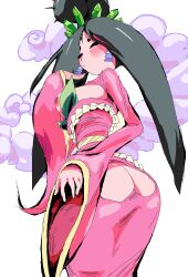 ass ass_focus blush breasts_out capcom exposed_ass exposed_breasts goddess japanese_mythology looking_at_viewer low-angle_view nipple_slip okami okami_(capcom) sakuya_(okami) video_game_character video_games yev-san