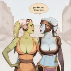 aayla_secura ai_generated alien alien_girl alien_humanoid big_ass big_breasts blue-skinned_female blue_body blue_skin breasts curvaceous curvy curvy_figure digital_media_(artwork) female hair_tentacles hips huge_ass huge_breasts humanoid large_ass large_breasts legs lucasfilm mature mature_female slim_waist star_wars tentacle_hair thick thick_hips thick_legs thick_thighs thighs twi'lek voluptuous waist wide_hips 2girls hera_syndulla star_wars_rebels green_skin green_body green-skinned_female phophopho jedi jedi_master clone_wars