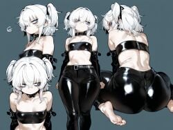 1girls ai_generated belly_button big_ass big_butt blue_eyes bubble_ass bubble_butt camel_toe cameltoe commission dungeons_and_dragons feet imminent_sex latex latex_armwear latex_clothing latex_legwear latex_pants latex_tubetop leather leather_clothing leather_pants lily_buns looking_at_viewer looking_back mage oatmealdood oblivion oc original pale-skinned_female shiny_clothes shortstack skin_tight skyrim small_breasts solo_female submissive submissive_female suggestive_look the_elder_scrolls thick_ass thick_butt thick_thighs tube_top tubetop twintails white_hair