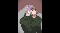16:9 1boy 1girls 2d akina-chan animated artificial_vagina balls big_eyes blinking blush breasts buckethead_ero censored cock cock_sleeve cock_tube commentary_request condom condom_balloon condom_filling continue_after_cum continuous_ejaculation cum dick digital_media erection excessive_cum female female_focus filled_condom fleshlight green_eyes green_hair green_sweater grey_background handjob handjob_w/sex_toy highres knitted_sweater large_breasts light-skinned_female light-skinned_male light_skin long_sleeves longer_than_30_seconds looking_at_penis male male_moaning masturbating_other masturbation_sleeve milk milking_handjob mosaic_censoring onahole open_mouth original pale-skinned_female pale_skin penis penis_masturbation_sleeve ribbed_sweater rusty_fc sex_toy short_hair simple_background solo_focus sound straight sweater testicles video voice_acted