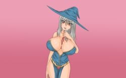 big_breasts paizuri red_eyes st_hot_dog_king_(artist) sthotdogking white_hair witch witch_hat