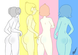 4girls ass from_behind multiple_girls nude numinex pearl_(steven_universe) short_hair small_breasts standing steven_universe take_your_pick