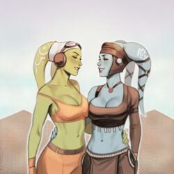 aayla_secura ai_generated alien alien_girl alien_humanoid big_ass big_breasts blue-skinned_female blue_body blue_skin breasts curvaceous curvy curvy_figure digital_media_(artwork) female hair_tentacles hips huge_ass huge_breasts humanoid large_ass large_breasts legs lucasfilm mature mature_female slim_waist star_wars tentacle_hair thick thick_hips thick_legs thick_thighs thighs twi'lek voluptuous waist wide_hips 2girls hera_syndulla star_wars_rebels green_skin green_body green-skinned_female phophopho jedi jedi_master clone_wars