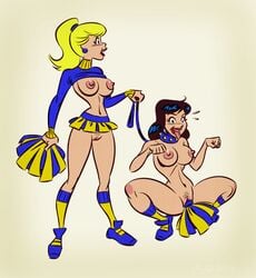 2girls archie_comics betty_and_veronica betty_cooper black_hair blonde_hair breasts cheerleader collar dahr earrings female female_only femdom femsub human knee_socks kneehighs kneesocks large_breasts leash lipstick mind_control multiple_girls nipples nude paw_pose pet_play pom_poms ponytail pussy socks spread_legs squatting tagme teenager tongue tongue_out vaginal_object_insertion veronica_lodge yellow_socks yuri