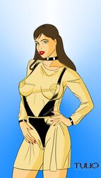 adult breasts brown_hair dc_comics female female_focus female_only laurie_juspeczyk long_hair see-through see-through_clothing silk_spectre transparent transparent_clothing tulio watchmen