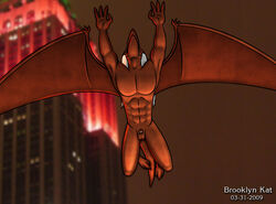 1boy 2009 balls brooklyn_(gargoyles) brooklyn_kat disney flaccid gargoyles male male_only penis solo wings