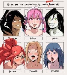 1girls 6girls ahe_gao ahegao arc_system_works baiken black_hair bleach blonde_hair blue_eyes blue_hair blush boruto:_naruto_next_generations byleth_(fire_emblem) byleth_(fire_emblem)_(female) clenched_teeth crossover cute dark-skinned_female dark_skin disney disney_channel drool drooling eastern_and_western_character eyes_rolling_back female female_focus female_only fire_emblem fire_emblem:_three_houses fire_emblem_heroes floozybear forehead_jewel forehead_mark glasses green_eyes gritted_teeth guilty_gear hololive hololive_gen_2 hololive_japan imminent_oral implied_sex kim_possible light-skinned_female light_skin lips lipstick looking_pleasured maid_headdress mature mature_female meme milf minato_aqua naruto naruto_(classic) naruto_(series) naruto_shippuden nintendo nose_blush open_mouth oral oral_invitation orgasm orgasm_face pale-skinned_female pale_skin petite pink_eyes pink_hair pink_lips pink_lipstick pleasure_face ponytail purple_hair red_eyes red_hair saliva saliva_drip saliva_trail shego shihouin_yoruichi shounen_jump sweat sweatdrop sweating teenager teeth tied_hair tongue tongue_out topless topless_female tsunade twintails virtual_youtuber voluptuous white_skin yellow_eyes yoruichi_shihouin