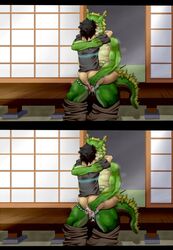 anal ass blush clothing cum dragon kissing male male_only morenatsu muscles pants penetration penis sex tappei_(morenatsu) tappei_midoriya toorin