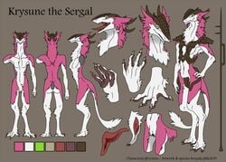 1girls anthro armor female female_only furry green_eyes horn krysune lance mick39 model_sheet murgal non_canon sergal solo