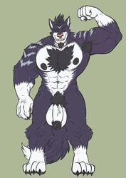 4_toes 5_fingers abs anthro armpit_hair balls beard biceps big_balls big_muscles big_penis black_claws black_glans black_hair black_nipples black_sclera blue_body blue_fur body_hair canid canine canis chest_hair claws domestic_dog ear_piercing ear_ring eyebrows facial_hair fingers flaccid flexing fur genitals glans green_eyes grin hair hi_res huge_balls huge_muscles husky looking_at_viewer male male_only mammal mrkatman muscular muscular_male nipples nordic_sled_dog nude pawpads pecs penis piercing pink_nose quads simple_background smile solo spitz standing striped_body striped_fur stripes thick_eyebrows toes triceps vein veiny_muscles veiny_penis white_body white_fur white_penis zekken