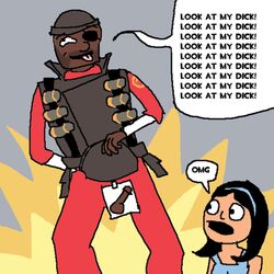 2d dark-skinned_male demoman demoman_(team_fortress_2) english_text female human human_female human_male human_only humor male scout's_mother talking team_fortress_2 text