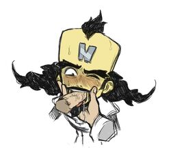 1boy artist_request black_hair crash_(series) doctor_neo_cortex forced gay male male_only neo_cortex oral penis teeth