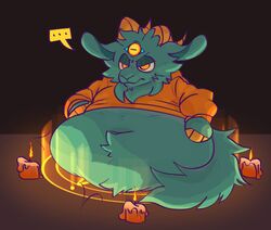 1boy 2020 anthro big_belly candles cute furry navel ritual september stuck summoning_circle tail