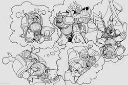 adeptus_astartes anal anal_sex armor astra_militarum belly belly_bulge black_and_white blush cat_ears chaos_(warhammer) chaos_lord chaos_space_marine cum dubious_consent gay gay_sex greyscale guardsman_(warhammer_40k) heart helmet horned_helmet imagination imagining imperial_guard imperium_of_man lewdbees_(artist) line_art lineart male_focus masked masked_male masturbating masturbation multiple_boys penis penis_out pinned_down power_armor size_difference space_marine speech_bubble tentacle tentacle_on_male tentacle_sex thought_bubble tyranid warhammer_(franchise) warhammer_40k yaoi