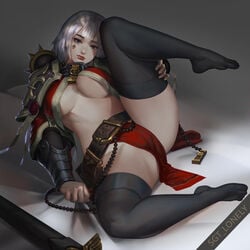 1girls adepta_sororitas cameltoe female female_only imperium_of_man inner_sideboob large_breasts power_armor purity_seal sgt_lonely sister_of_battle solo solo_female warhammer_(franchise) warhammer_40k white_hair