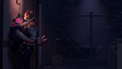 1boy 1girls 3d alley animated anthro canon_couple carrying cat clothed clothed_sex fortnite fur furry interspecies lynx_(fortnite) making_kit meowscles_(fortnite) orange_fur sound source_filmmaker video vyne white_fur