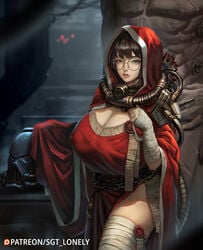 1boy 1girls adeptus_astartes adeptus_mechanicus busty clothing female glasses huge_breasts imperium_of_man male naked_male nipple_bulge purity_seal sgt_lonely space_marine techpriest warhammer_(franchise) warhammer_40k