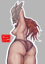 1girls armpits ass elden_ring fearcrainnart fromsoftware helmet malenia_blade_of_miquella red_hair solo solo_female