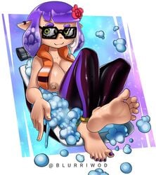 animal_humanoid anthro blurriwod breasts cephalopod cephalopod_humanoid feet female foot_fetish glasses humanoid inkling inkling_girl mask_(marking) nintendo nipples pointy_ears pseudo_hair seipi_(blurriwod) splatoon splatoon_(series) squid tentacle tentacle_hair