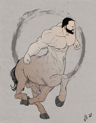 1boy bara beard centaur erection humanoid humanoid_penis male male_only muscles muscular nicolas_brunet penis solo taur