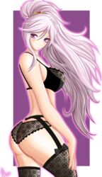 1girls ass big_butt blackmore23 blushed bra breasts cute female_only fire_emblem fire_emblem:_genealogy_of_the_holy_war ishtar_(fire_emblem) lilac_hair lingerie long_hair nintendo panties ponytail sideboob smile viewed_from_behind white_fur