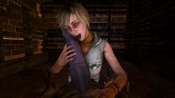 3d 3d_(artwork) blonde_hair brown_eyes cheryl_mason dbd dead_by_daylight female handjob heather_mason human kazan_yamaoka male manual monster oral outerwear pale_skin silent_hill silent_hill_3 spaceboy21 the_oni_(dbd) tongue_out wristwear