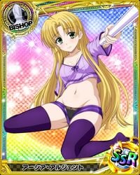 asia_argento blonde_hair high_school_dxd selfie_stick shorts thighhighs